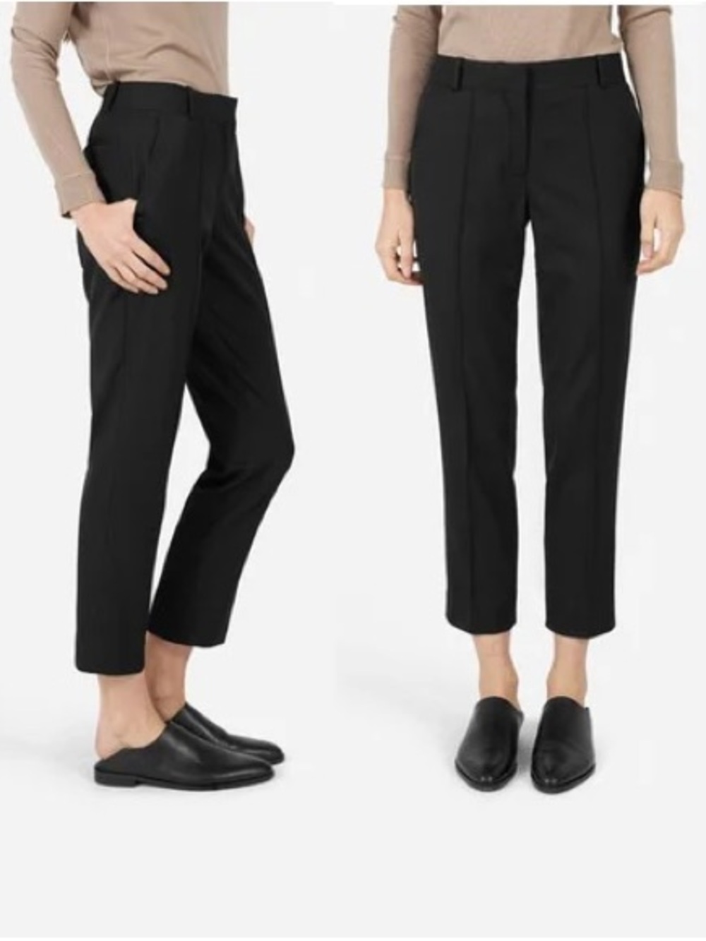 Everlane GoWeave Crop Trouser Black Size 2 Italian Wool Versatile Office Pants